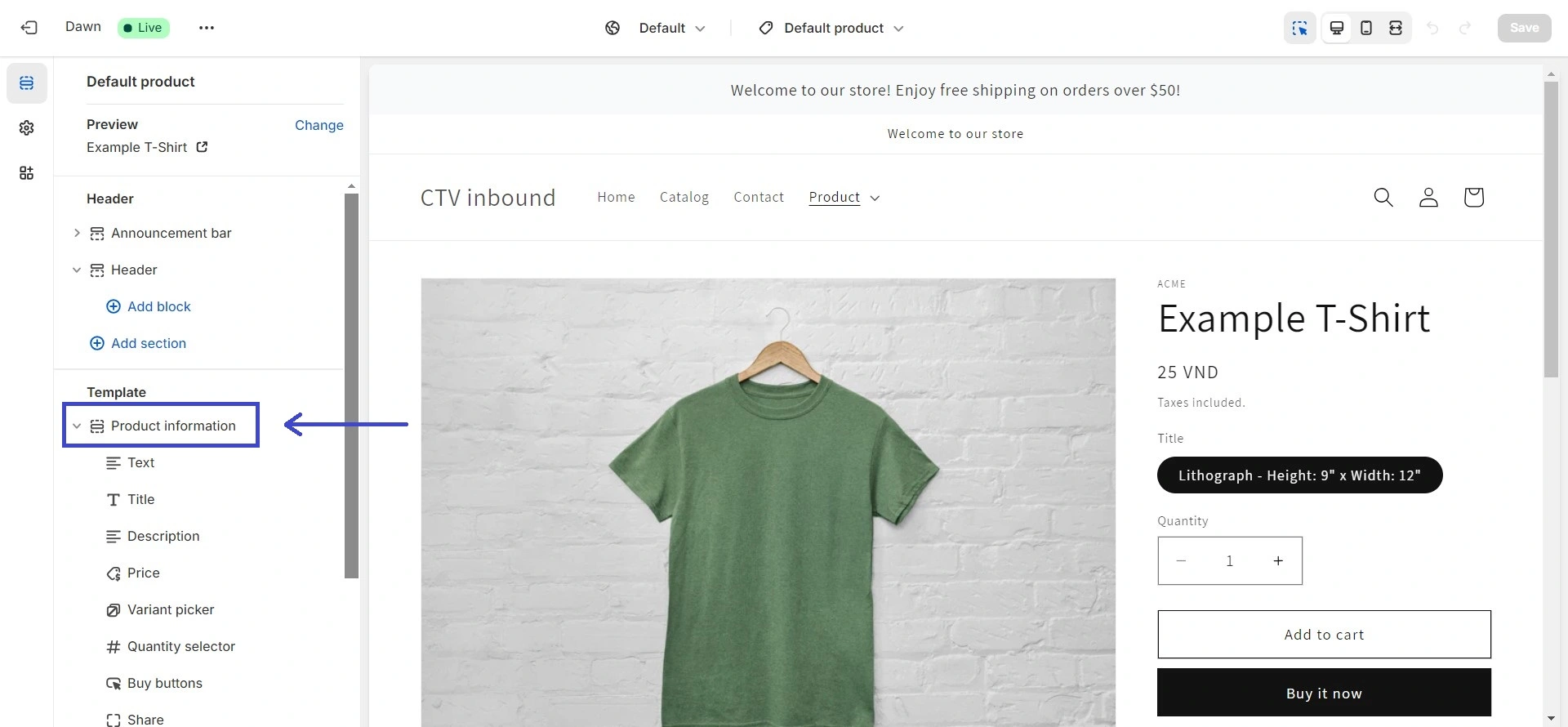 Locate the Product Information Section